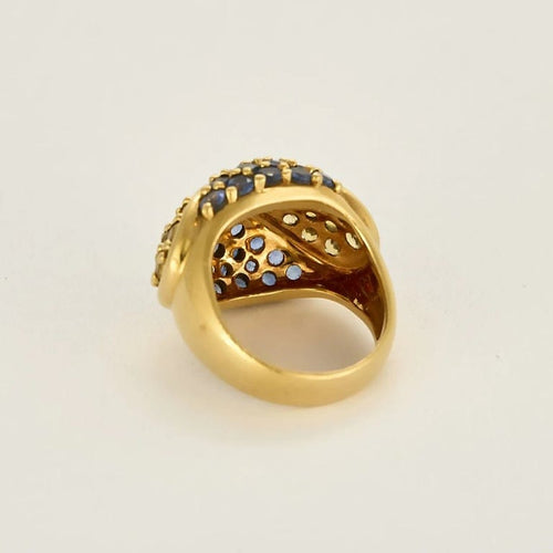Bague 54 Bague en or jaune 18 carats sertie de saphirs bleus et jaunes 58 Facettes 2037