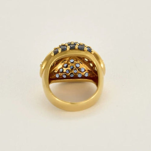 Bague 54 Bague en or jaune 18 carats sertie de saphirs bleus et jaunes 58 Facettes 2037