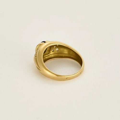 Bague 53 1/2 Bague en or jaune 18 carats sertie d’un saphir et de diamants 58 Facettes 238