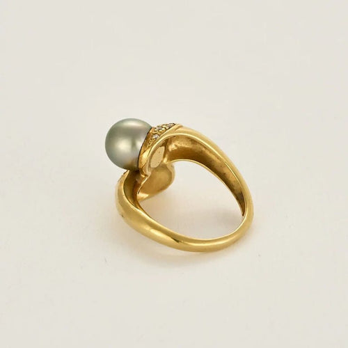 Bague 53 Bague toi et moi en or jaune 18 carats, perles et diamants 58 Facettes 237