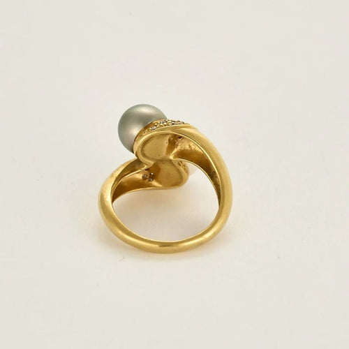 Bague 53 Bague toi et moi en or jaune 18 carats, perles et diamants 58 Facettes 237