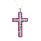 Pendentif Croix en or jaune 18 kt sertie de diamants et rubis 58 Facettes 36601015