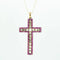 Pendentif Croix en or jaune 18 kt sertie de diamants et rubis 58 Facettes 36601015