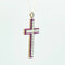 Pendentif Croix en or jaune 18 kt sertie de diamants et rubis 58 Facettes 36601015