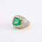 Bague 51 Bague en or jaune et blanc pavée de diamants et émeraude 58 Facettes