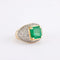 Bague 51 Bague en or jaune et blanc pavée de diamants et émeraude 58 Facettes