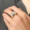 Bague 52.5 Bague tank en or jaune 18 ct et platine, diamants 58 Facettes 1