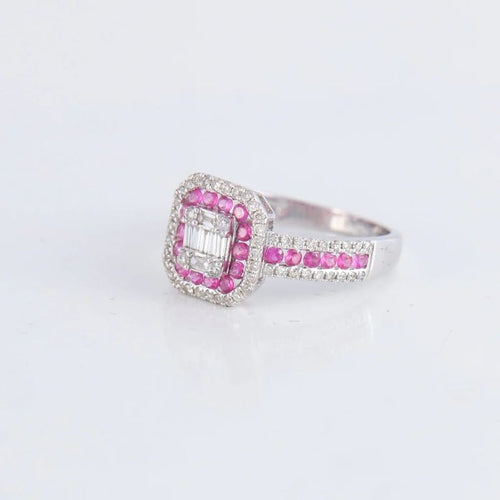 Bague 52 Bague style Art déco en or blanc 18 ct rubis et diamants 58 Facettes 1