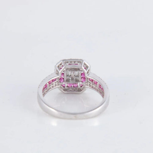 Bague 52 Bague style Art déco en or blanc 18 ct rubis et diamants 58 Facettes 1