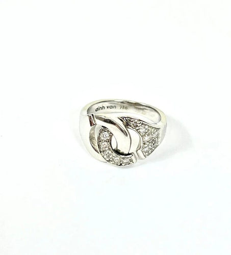 Bague 51 Dinh Van Menottes R12 - Bague en or blanc 18 carats et diamants 58 Facettes