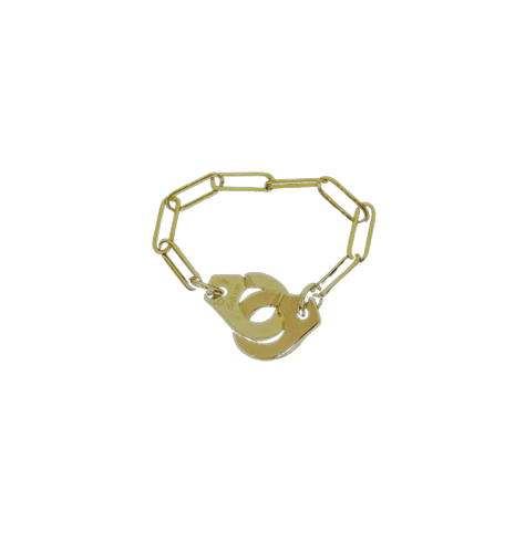 Bague 51 Dinh Van Menottes R7 - Bague chaîne en or jaune 18 carats 58 Facettes