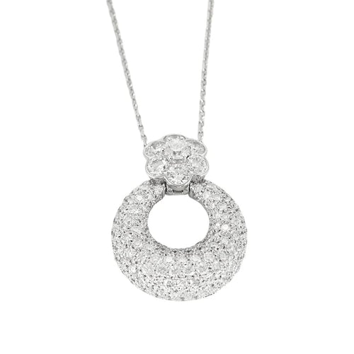 Collier Collier - Pendentif cercle en or blanc 18 carats et diamants 58 Facettes