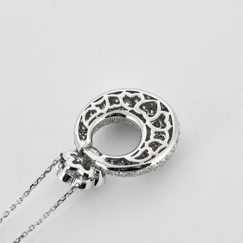 Collier Collier - Pendentif cercle en or blanc 18 carats et diamants 58 Facettes