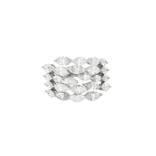Bague 56 Bague en or blanc 18 carats sertie de diamants taille marquise 58 Facettes