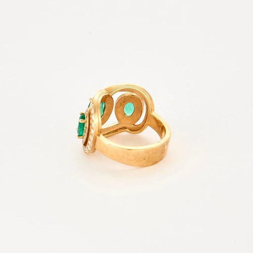 Bague 53 Livia - Bague en or rose 18 carats, diamants et émeraudes 58 Facettes