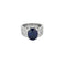 Bague 53 Bague en or blanc 18 carats avec saphir ovale et diamants 58 Facettes