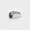 Bague 53 Bague en or blanc 18 carats avec saphir ovale et diamants 58 Facettes