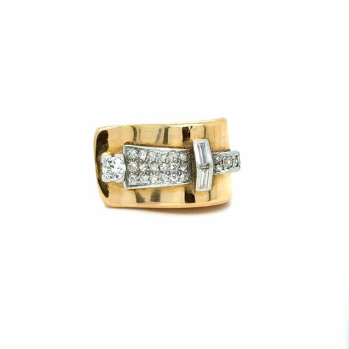Bague 54 Bague Tank sertie de diamants en or jaune 750 58 Facettes