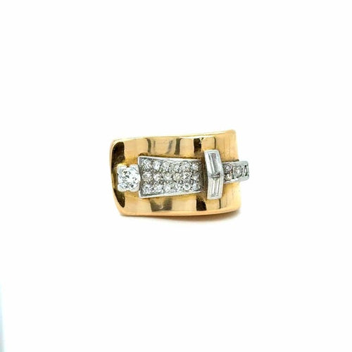 Bague 54 Bague Tank sertie de diamants en or jaune 750 58 Facettes