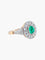 Bague 52 Bague émeraude cabochon et diamants en or jaune et or blanc 750 58 Facettes