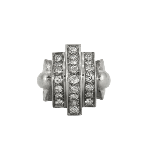 Bague 53 Bague dôme en platine à diamants taille brillant 58 Facettes