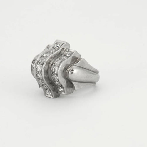 Bague 53 Bague dôme en platine à diamants taille brillant 58 Facettes