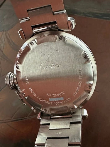 Montre Cartier Pasha - Montre automatique en acier à cadran noir 58 Facettes