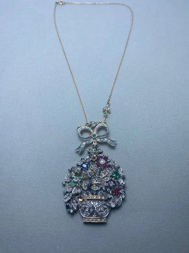Collier Collier en or jaune 14 kt et argent avec diamants 58 Facettes