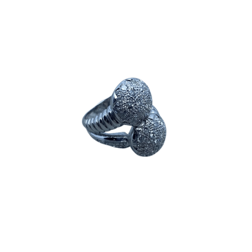 Bague 55 Bague en or blanc 14 kt avec diamants taille brillant 1,28 ct 58 Facettes