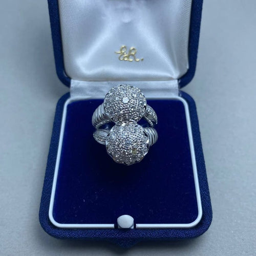 Bague 55 Bague en or blanc 14 kt avec diamants taille brillant 1,28 ct 58 Facettes