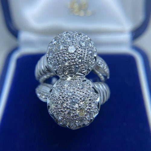 Bague 55 Bague en or blanc 14 kt avec diamants taille brillant 1,28 ct 58 Facettes