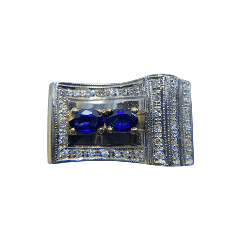 Bague 56 Bague en or 14 kt avec diamants et saphirs 58 Facettes