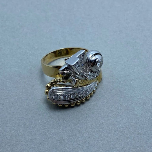 Bague 60 Bague en or 14 kt et diamants 58 Facettes
