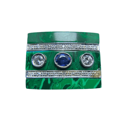 Bague 56 Bague en or blanc 14 kt avec saphir et diamants 58 Facettes