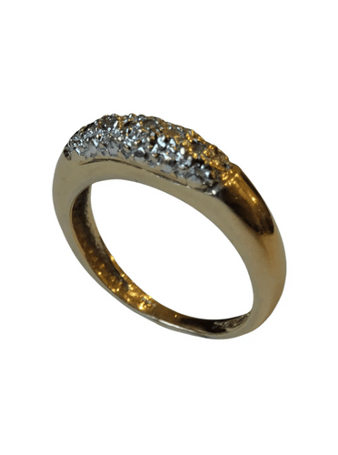 Bague 49 Bague en or jaune et or blanc 18k avec diamants 58 Facettes