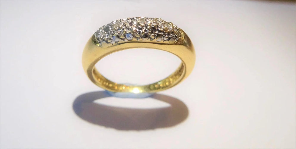 Bague 49 Bague en or jaune et or blanc 18k avec diamants 58 Facettes