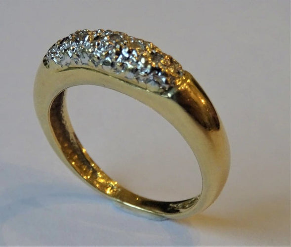 Bague 49 Bague en or jaune et or blanc 18k avec diamants 58 Facettes