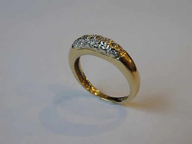 Bague 49 Bague en or jaune et or blanc 18k avec diamants 58 Facettes