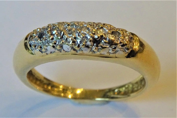 Bague 49 Bague en or jaune et or blanc 18k avec diamants 58 Facettes