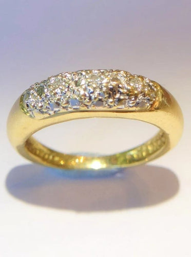 Bague 49 Bague en or jaune et or blanc 18k avec diamants 58 Facettes