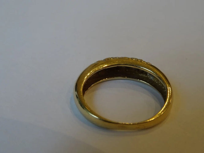 Bague 49 Bague en or jaune et or blanc 18k avec diamants 58 Facettes