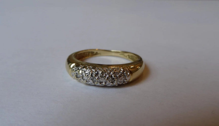 Bague 49 Bague en or jaune et or blanc 18k avec diamants 58 Facettes