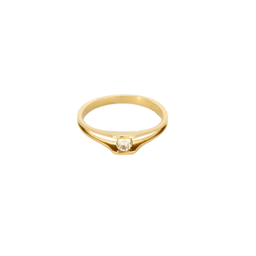 Bague 51 Bague solitaire - Diamant taille brillant 0,11 ct en or jaune 18k 58 Facettes
