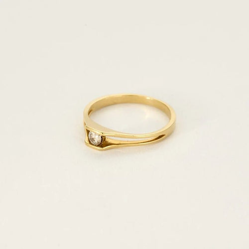 Bague 51 Bague solitaire - Diamant taille brillant 0,11 ct en or jaune 18k 58 Facettes
