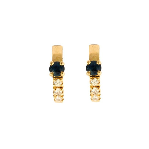 Boucles d'oreilles Boucles d'oreilles demi-créoles en or jaune 18 carats, saphirs et diamants 58 Facettes 2090398