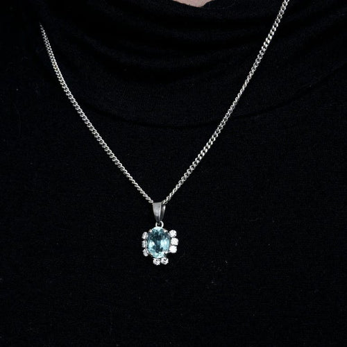 Pendentif Pendentif aigue-marine et diamants en or blanc 18 carats 58 Facettes 1664917