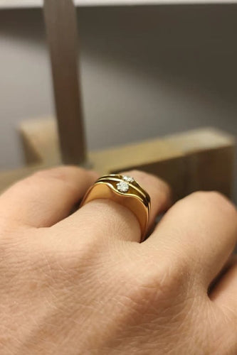 Bague 54 Bague vintage en or jaune 18k et or blanc, diamants 58 Facettes