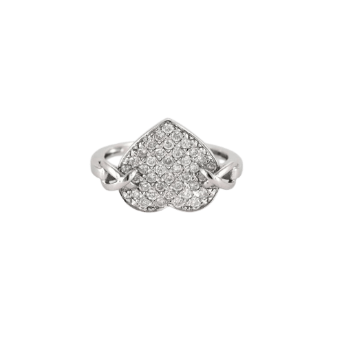 Bague 54 Bague cœur en or blanc 18 carats et 33 diamants 58 Facettes 2086203