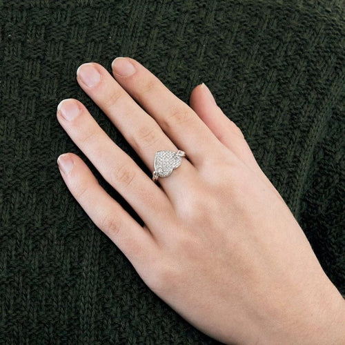 Bague 54 Bague cœur en or blanc 18 carats et 33 diamants 58 Facettes 2086203