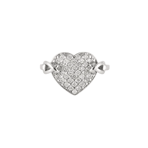 Bague 54 Bague cœur en or blanc 18 carats et 33 diamants 58 Facettes 2086203